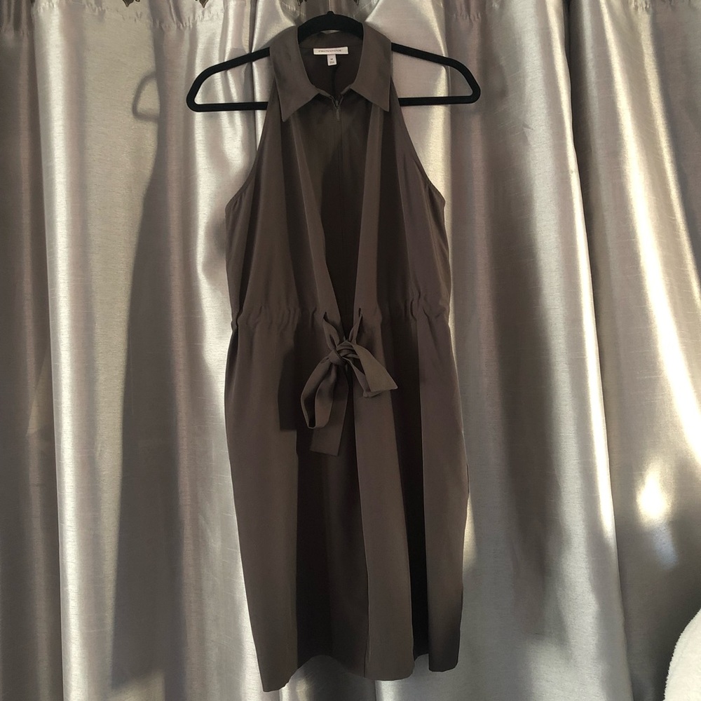 Prologue Collared Sleeveless Dress NWT Tie at Waist Brown Size Medium